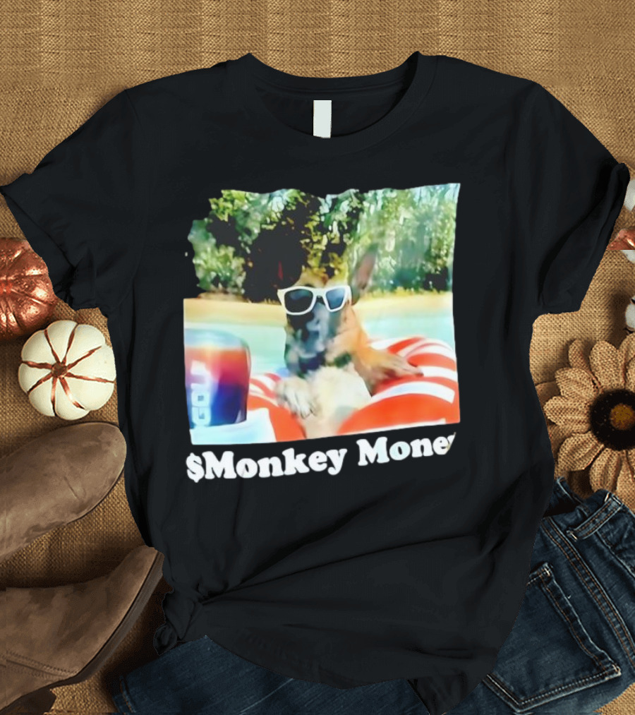 Monkey Money Dog German Shepherd Sunglasses Pool Float Chill T-Shirt