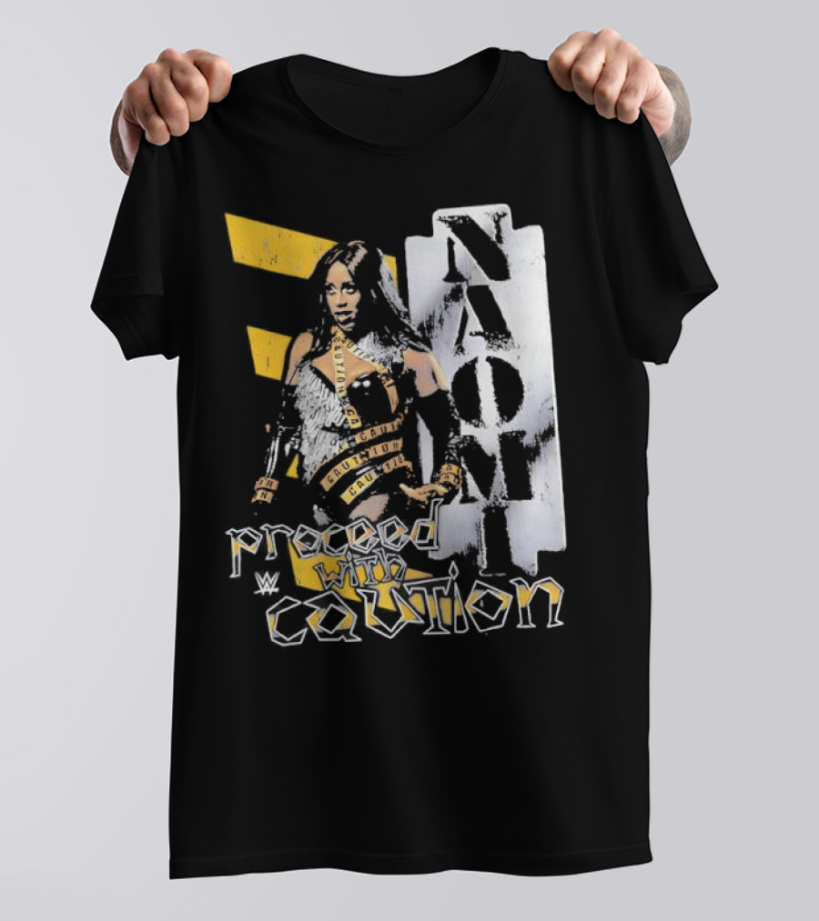 Naomi Proceed With Caution Bold Yellow And White T-Shirt