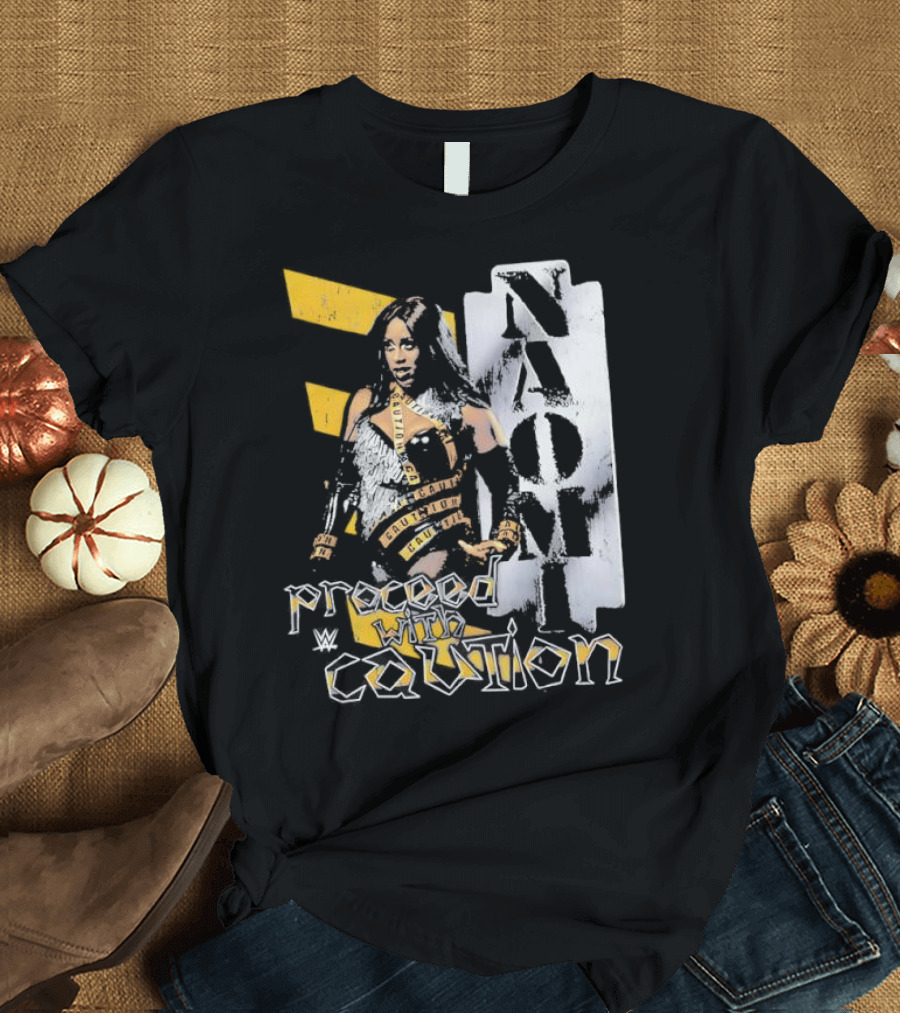 Naomi Proceed With Caution Bold Yellow And White T-Shirt