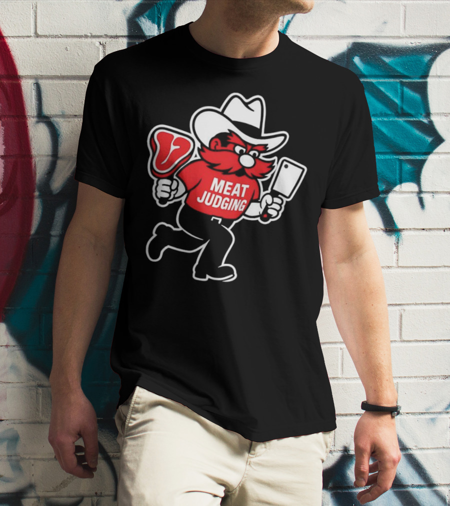 Raider Red Meat Judging Steak Cleaver Cowboy Hat T-Shirt