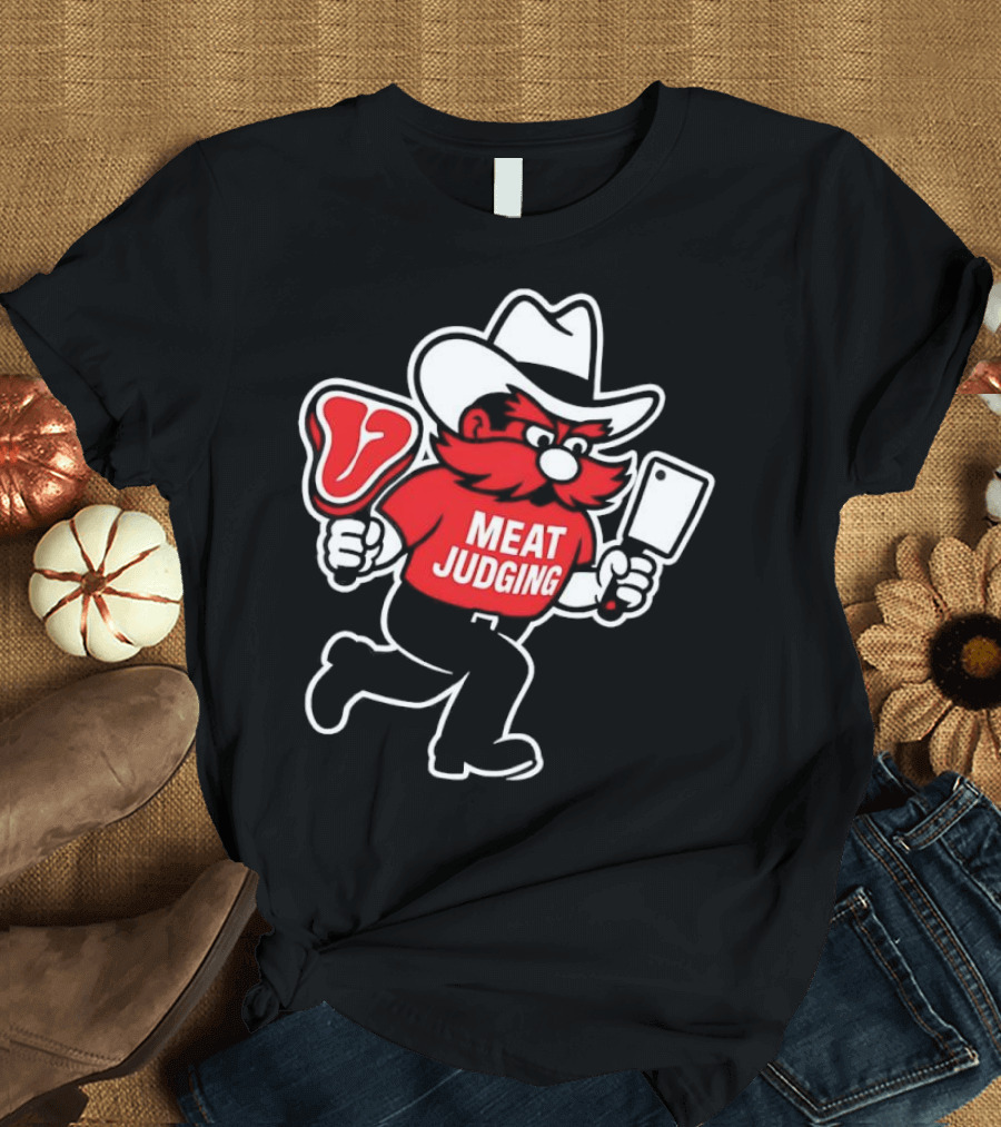 Raider Red Meat Judging Steak Cleaver Cowboy Hat T-Shirt