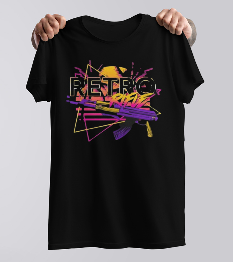 Retro Rifle Graffiti AK-47 Neon Aesthetic T-Shirt