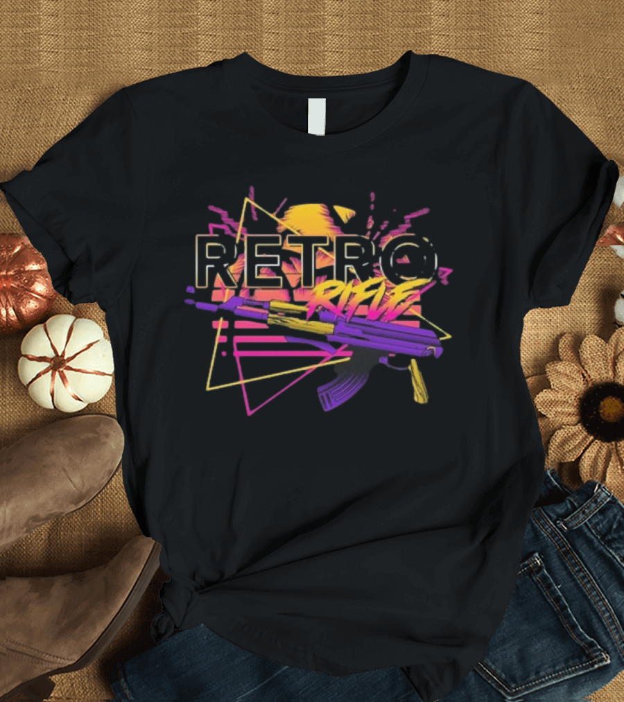 Retro Rifle Graffiti AK-47 Neon Aesthetic T-Shirt