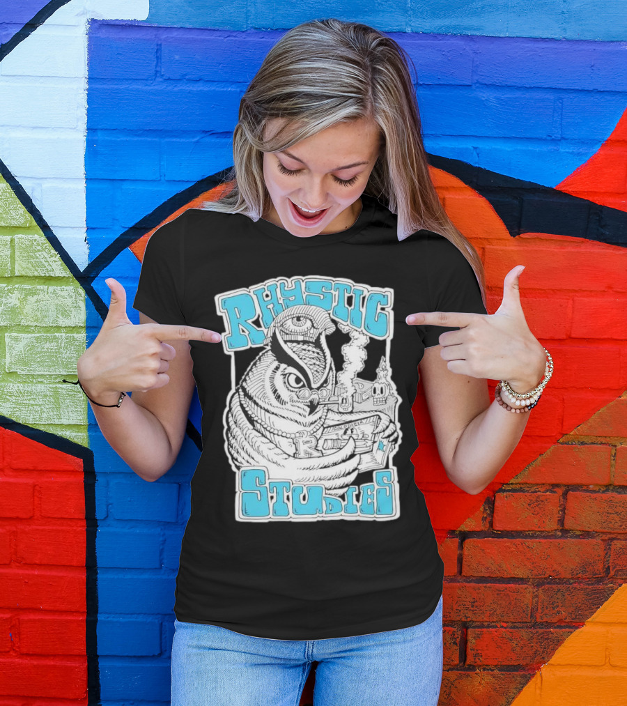 Rhystic Studies Owl Smoking Pipe Reading Book Goldsaber Collaboration T-Shirt
