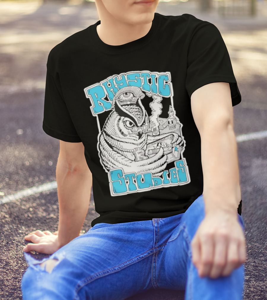 Rhystic Studies Owl Smoking Pipe Reading Book Goldsaber Collaboration T-Shirt