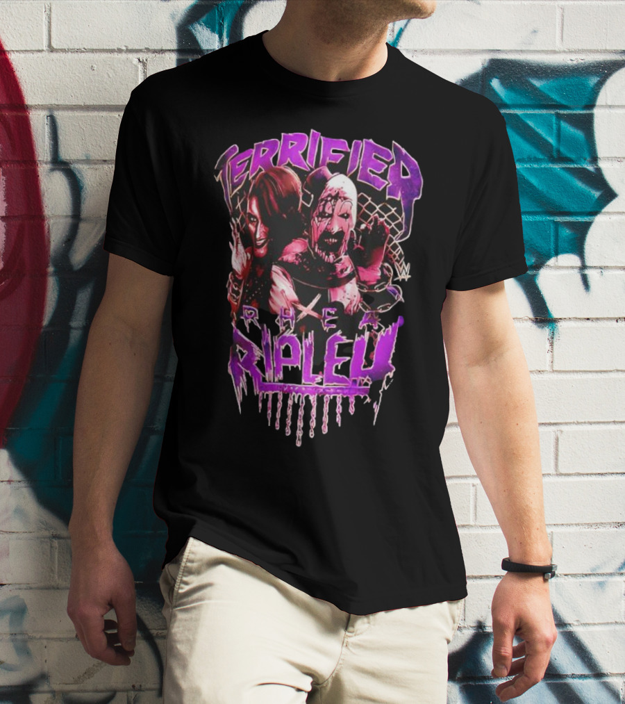 Terrifier Rhea Ripley WWE Crossover Superstar Art Clown Graphic T-Shirt