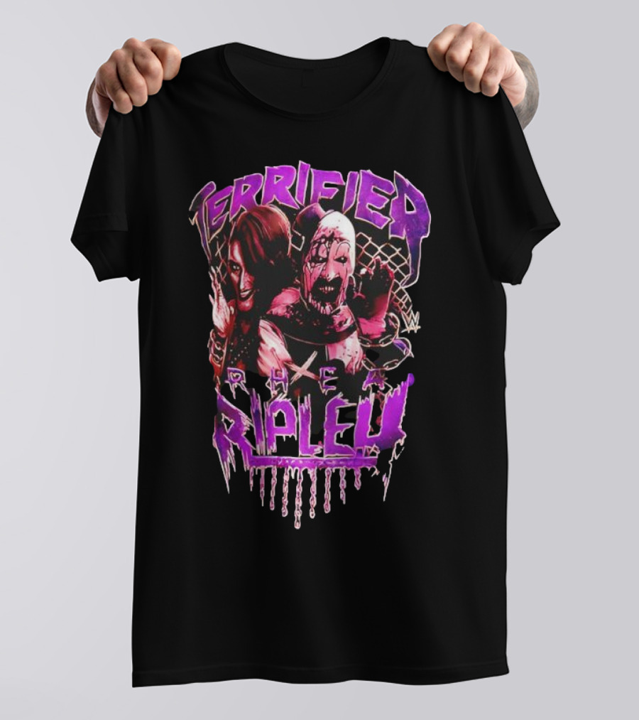 Terrifier Rhea Ripley WWE Crossover Superstar Art Clown Graphic T-Shirt