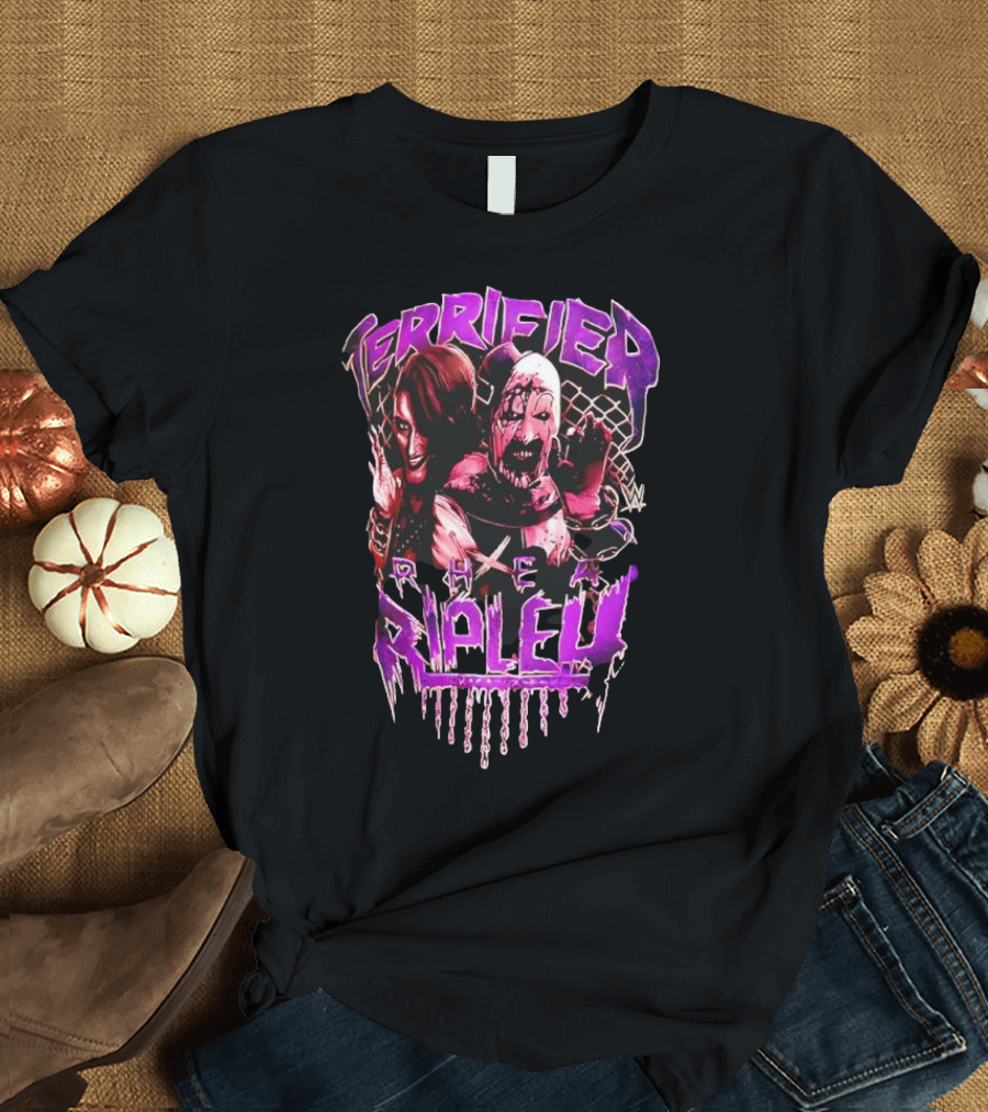 Terrifier Rhea Ripley WWE Crossover Superstar Art Clown Graphic T-Shirt