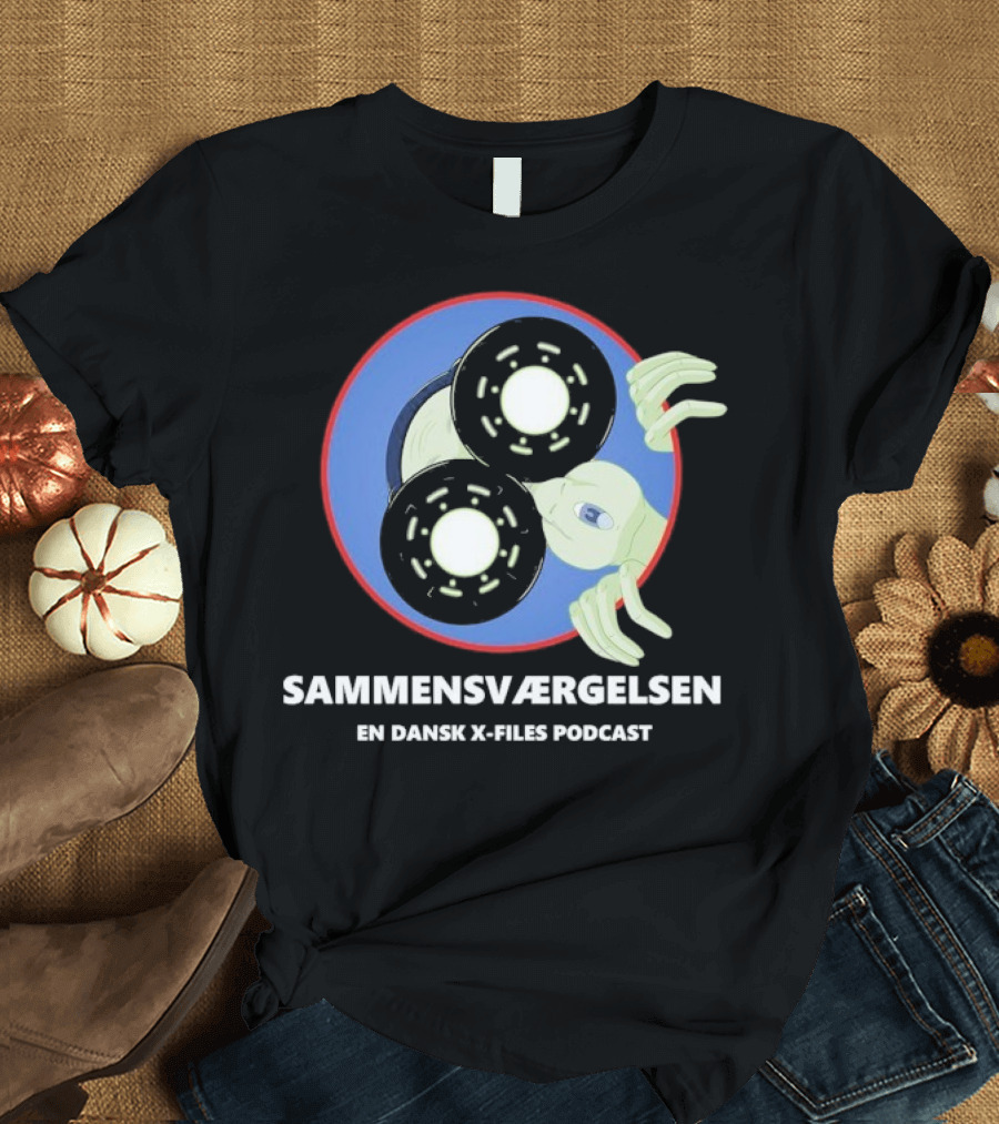 Sammensværgelsen En Dansk X Files Podcast Alien Wheel Design T-Shirt