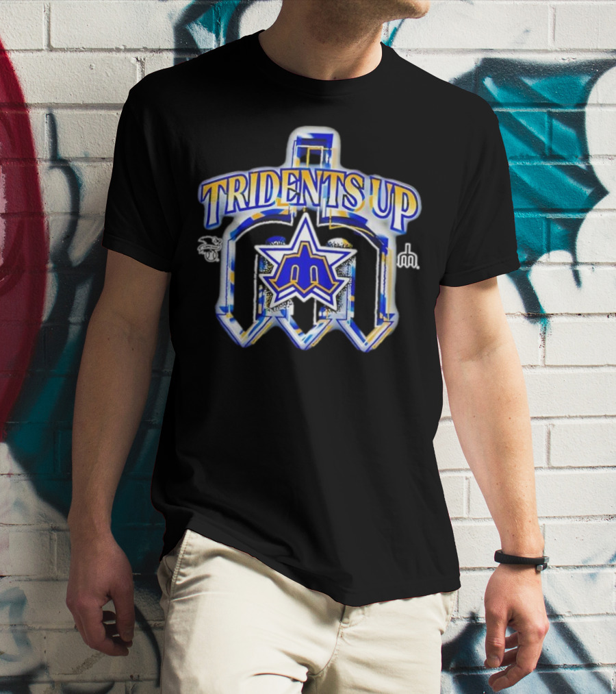 Seattle Mariners Tridents Up Blue Yellow Star MLB Sports Team T-Shirt