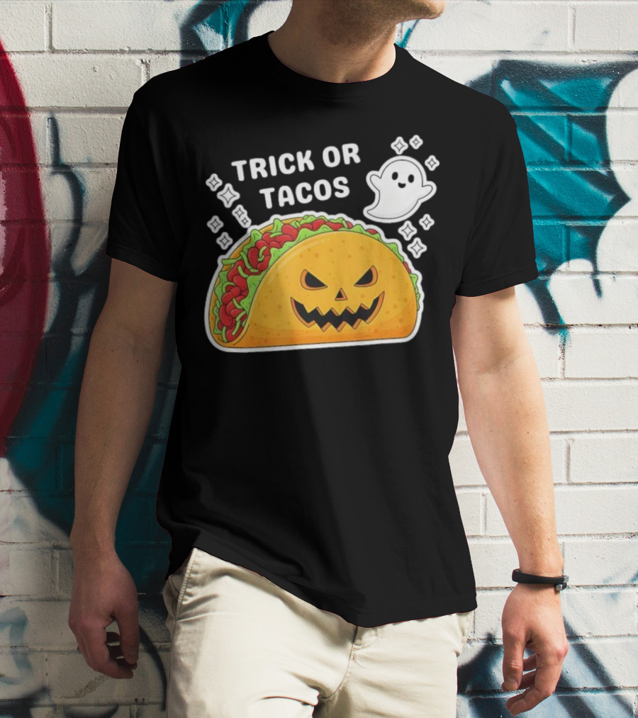 Trick Or Tacos Spooky Jack-o-lantern Halloween Mexican Food T-Shirt