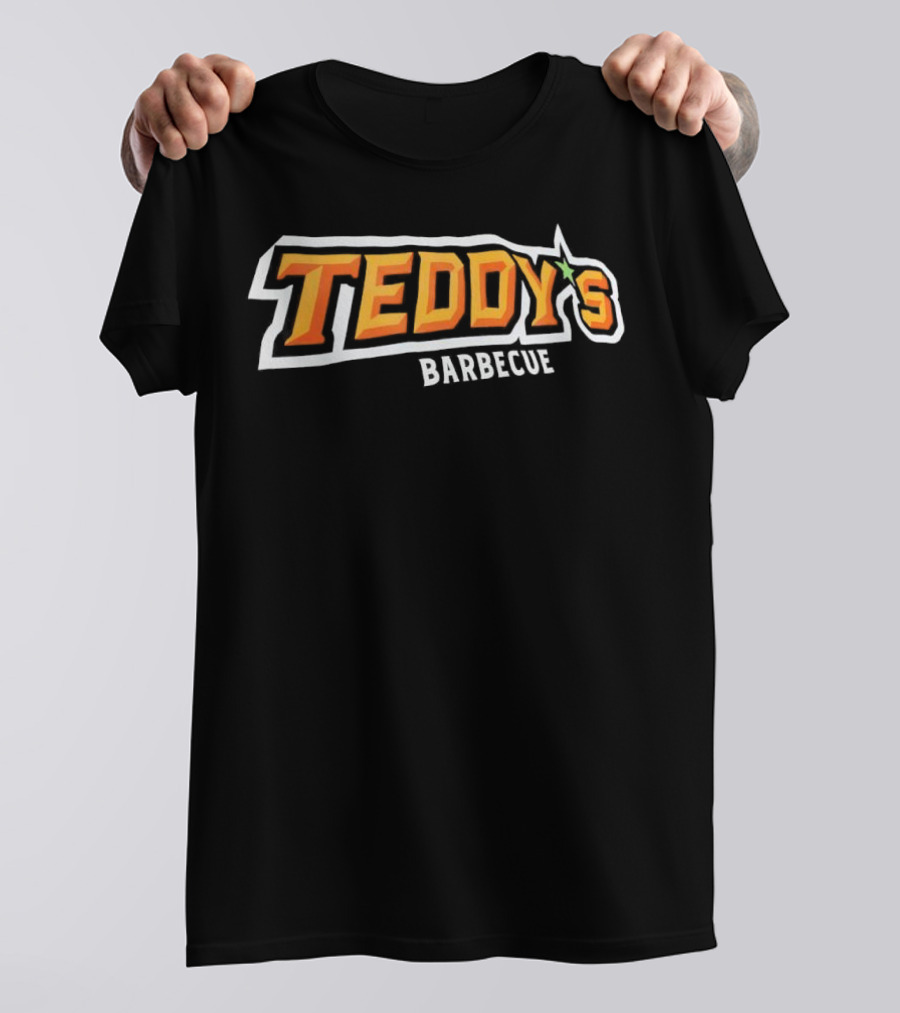 Teddy’s Barbecue Bold Text Style With Green Star Symbol T-Shirt