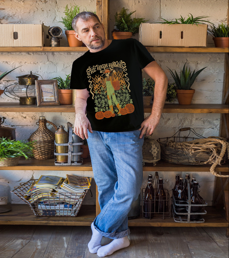 The High Hawks Halloween 2025 Tour Majestic Theatre Garcia's Pines Fest Friendly Valley Tavern T-Shirt