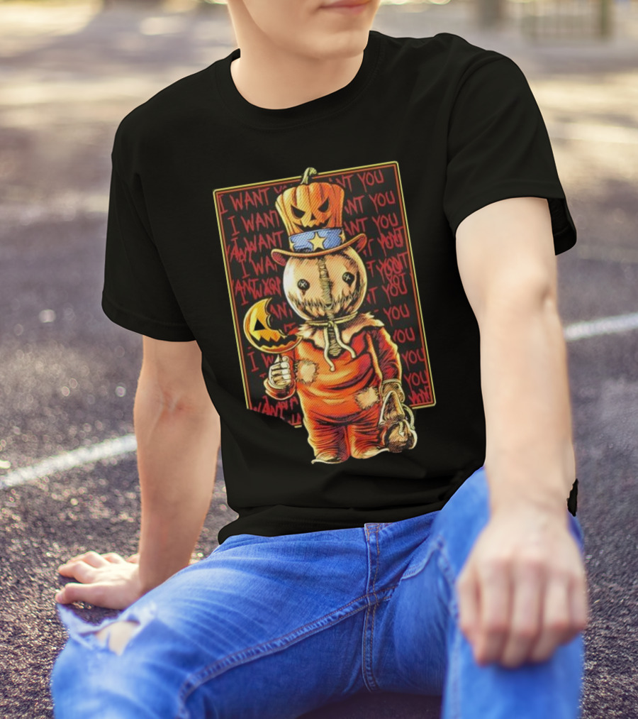 Uncle Sammy Trick 'r Treat Halloween Pumpkin Head I Want You T-Shirt