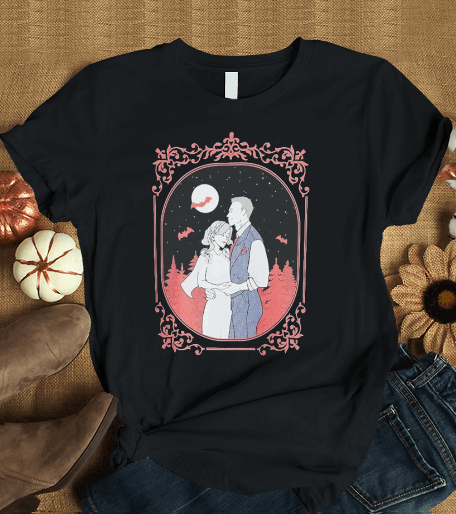 Ali Hazelwood’s Bride And Groom Halloween Romance Under Moonlight T-Shirt