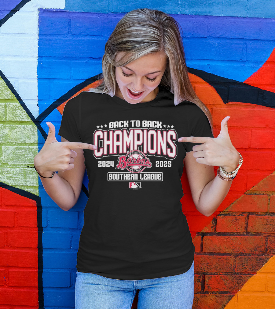 Back To Back Champions Southern League Birmingham Barons 2024 2025 T-Shirt