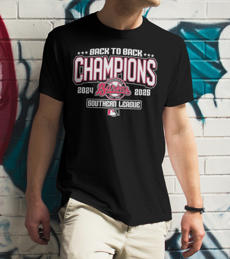 Back To Back Champions Southern League Birmingham Barons 2024 2025 T-Shirt