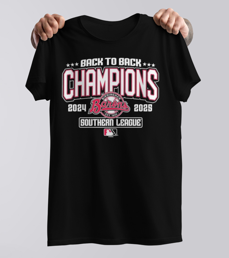 Back To Back Champions Southern League Birmingham Barons 2024 2025 T-Shirt