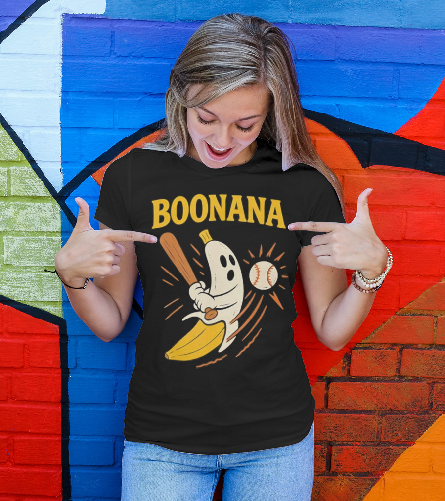 Boonana Baseball Funny Halloween Ghost Banana Costume T-Shirt