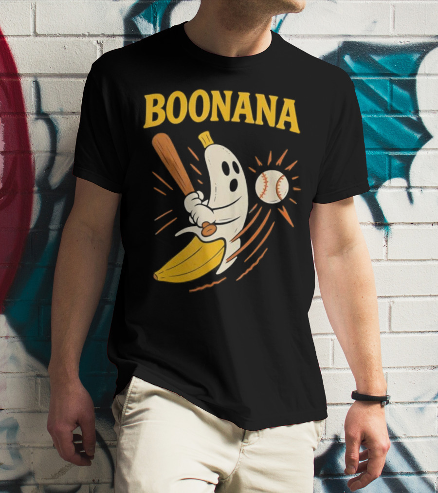 Boonana Baseball Funny Halloween Ghost Banana Costume T-Shirt