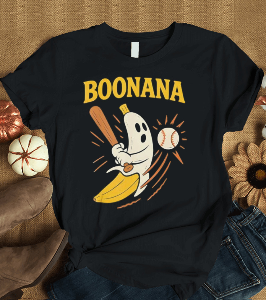Boonana Baseball Funny Halloween Ghost Banana Costume T-Shirt