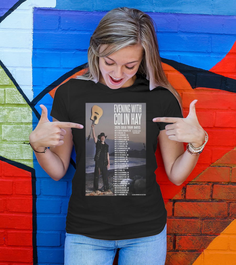 Evening With Colin Hay 2025 Solo Tour Dates Guitar Event Featuring Glen Phillips T-Shirt