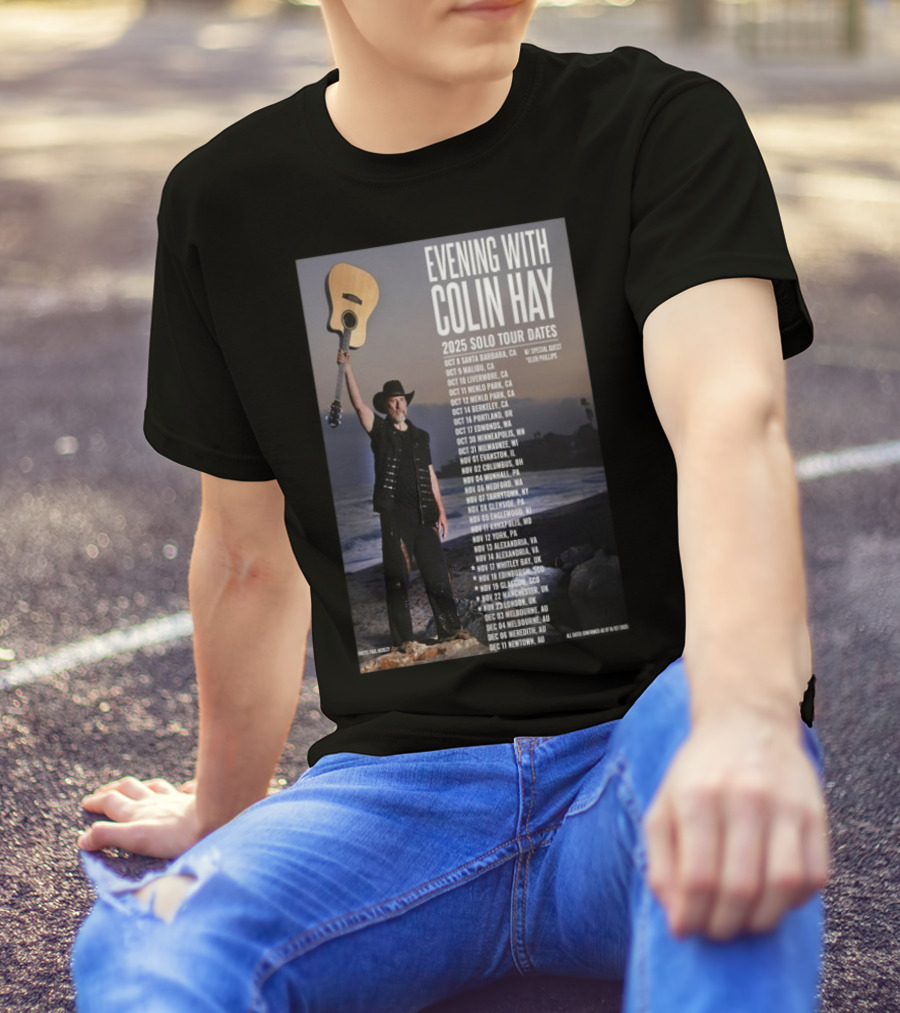Evening With Colin Hay 2025 Solo Tour Dates Guitar Event Featuring Glen Phillips T-Shirt