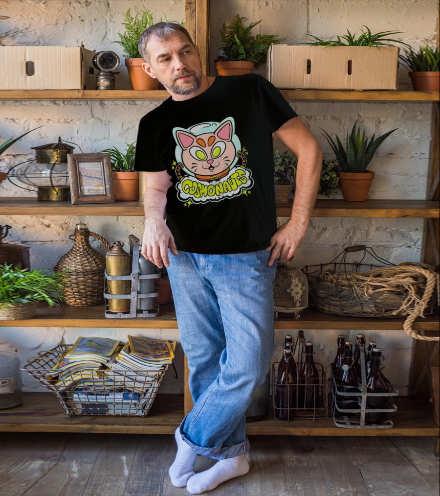 Cosmonauts Sylvester Space Cat Cartoon Logo T-Shirt