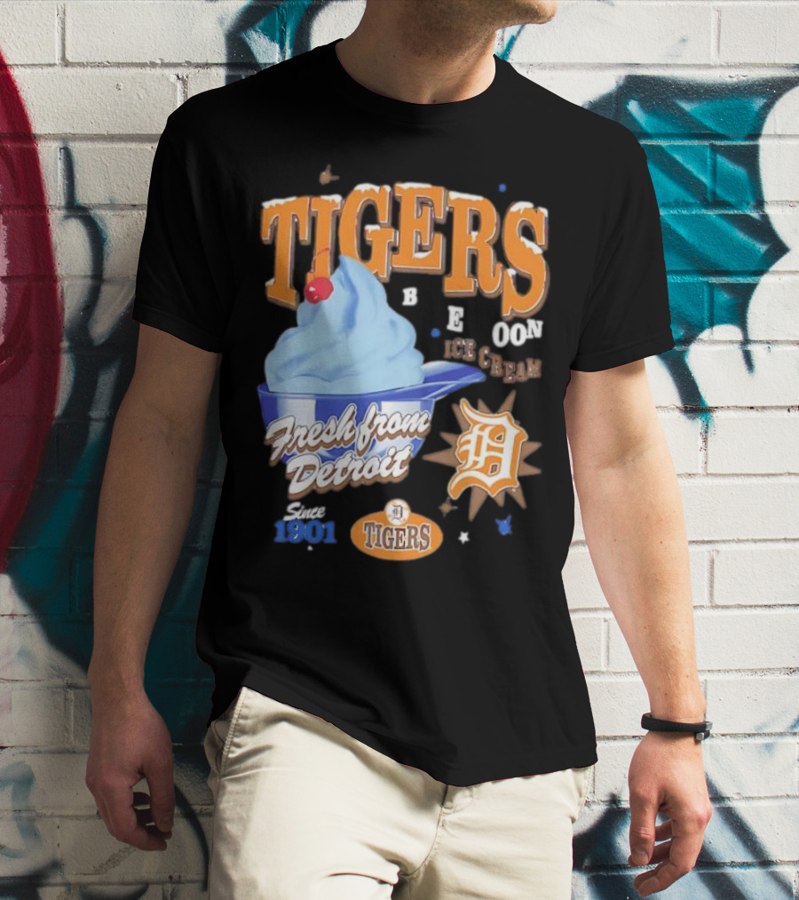 Tigers Blue Moon Ice Cream Fresh From Detroit Since 1901 T-Shirt