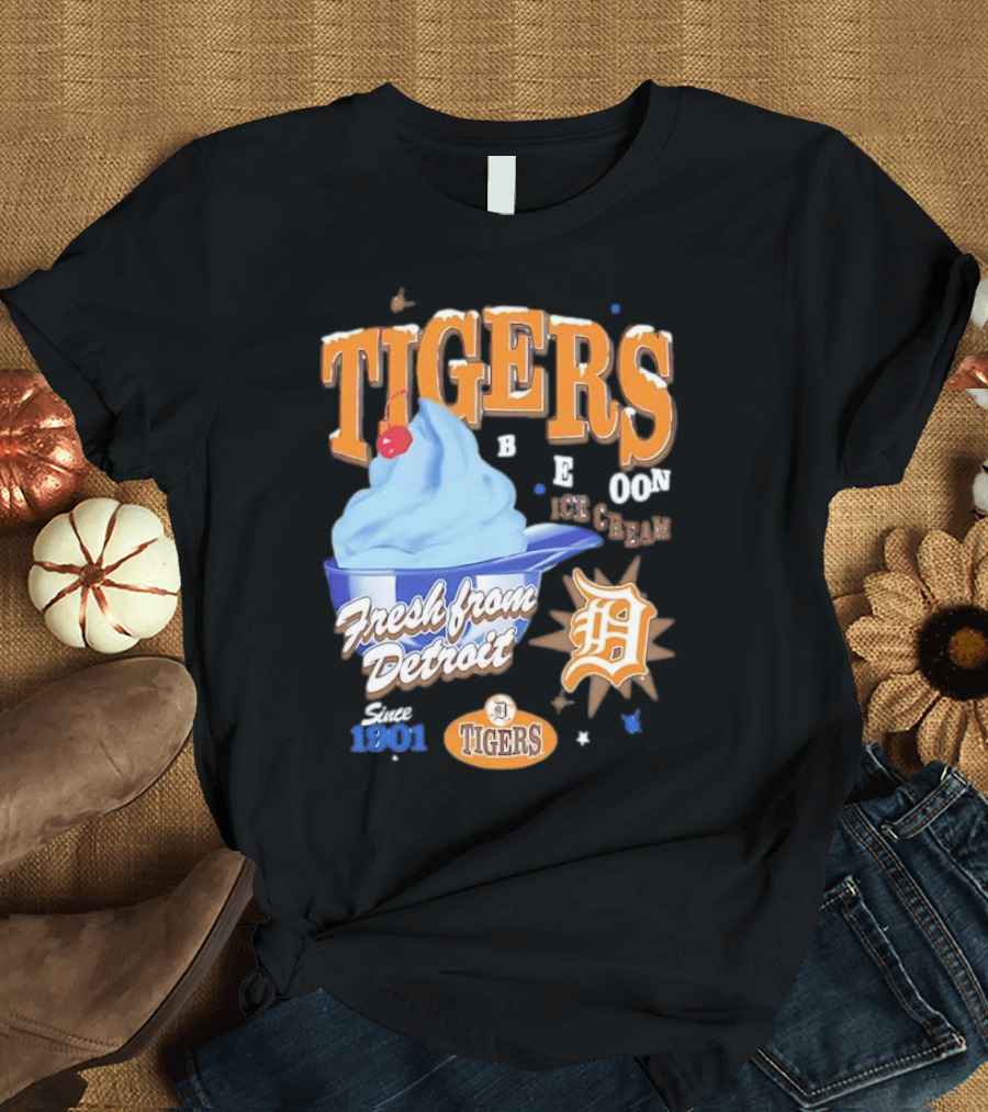 Tigers Blue Moon Ice Cream Fresh From Detroit Since 1901 T-Shirt