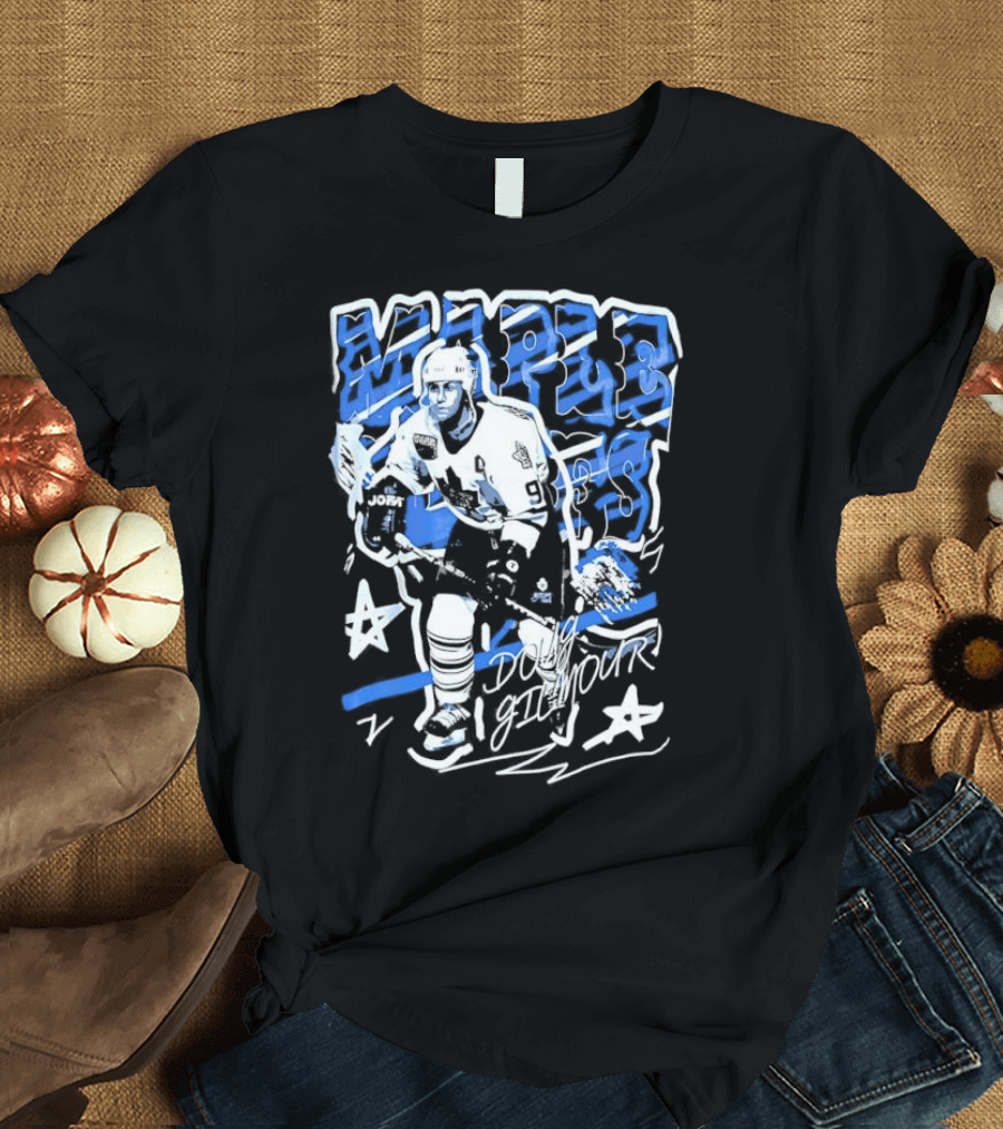 Doug Gilmour Toronto Maple Leafs Number 93 Hockey Player Signature Skating Stars T-Shirt