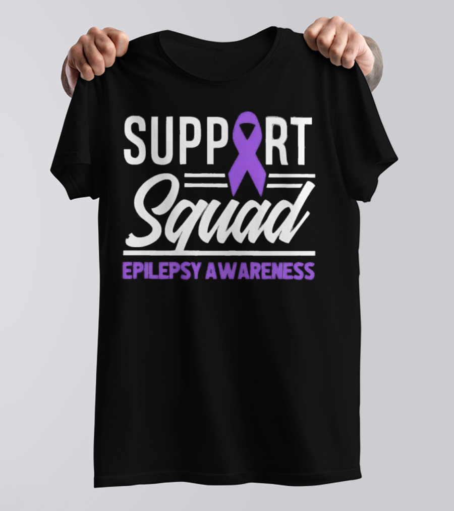 Support Squad Epilepsy Awareness Purple Ribbon T-Shirt