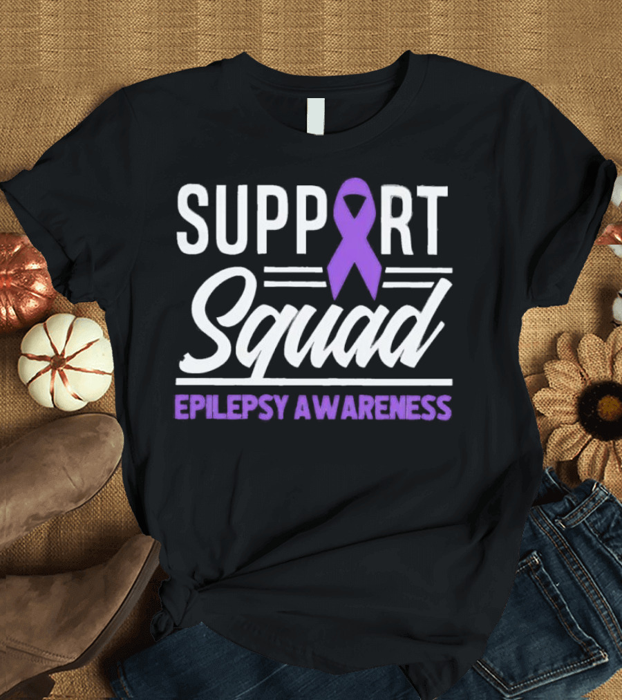 Support Squad Epilepsy Awareness Purple Ribbon T-Shirt