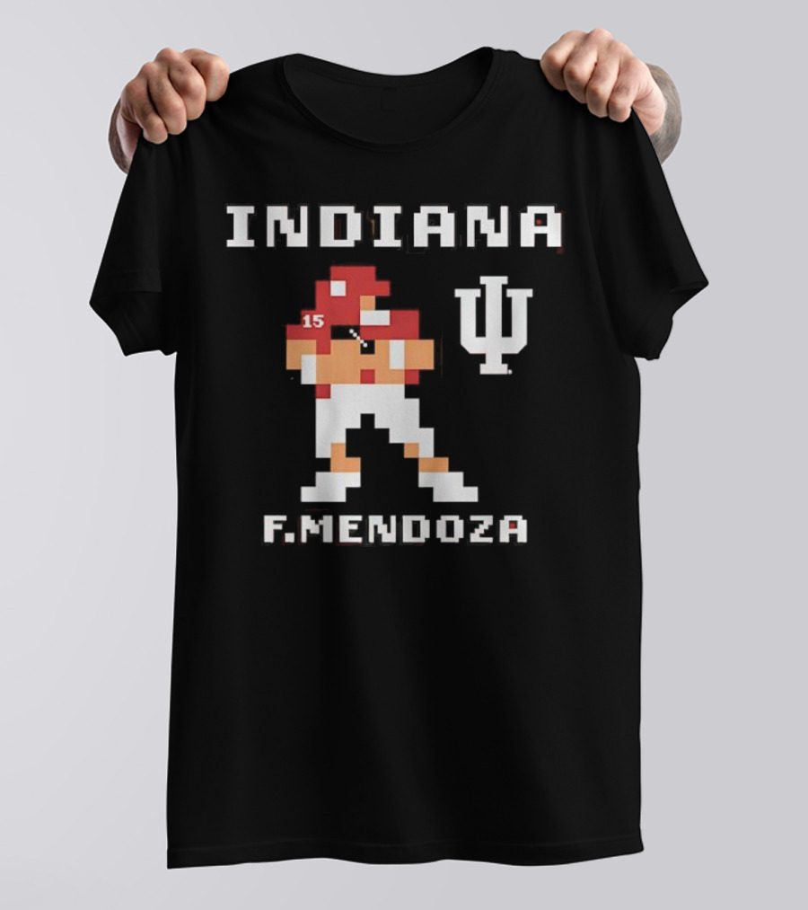 Indiana Football F. Mendoza Retro Pixel Art Player Number 15 T-Shirt