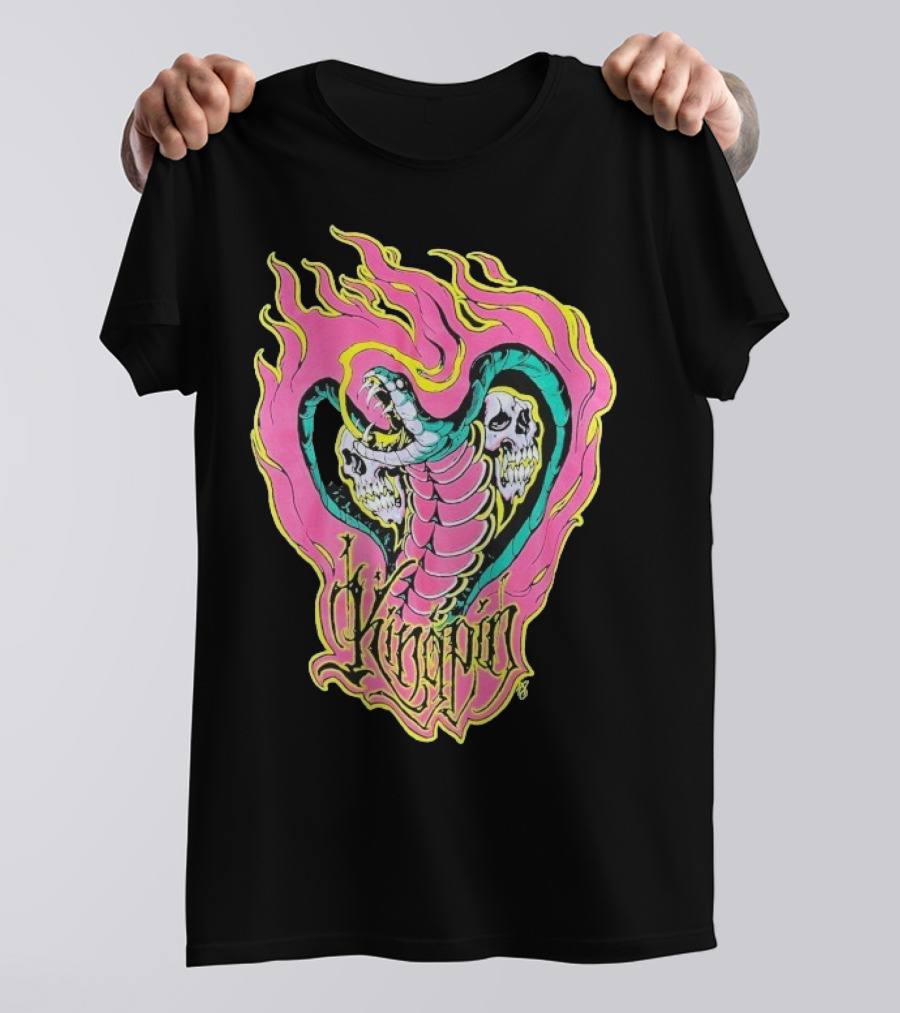 Kingpin Cobra Snake With Skulls And Flames T-Shirt