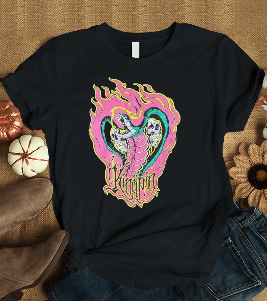 Kingpin Cobra Snake With Skulls And Flames T-Shirt