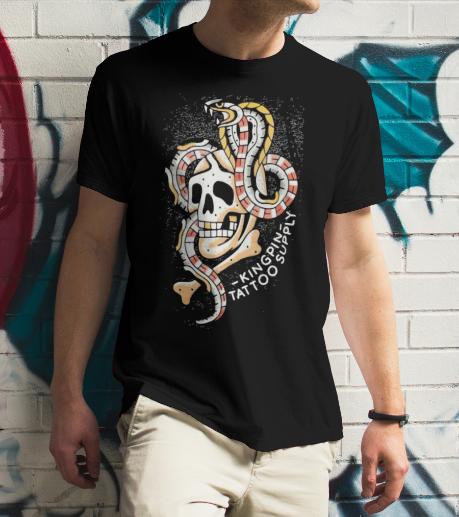 Kingpin Tattoo Supply Year Of The Snake Skull Vintage Style Graphic T-Shirt