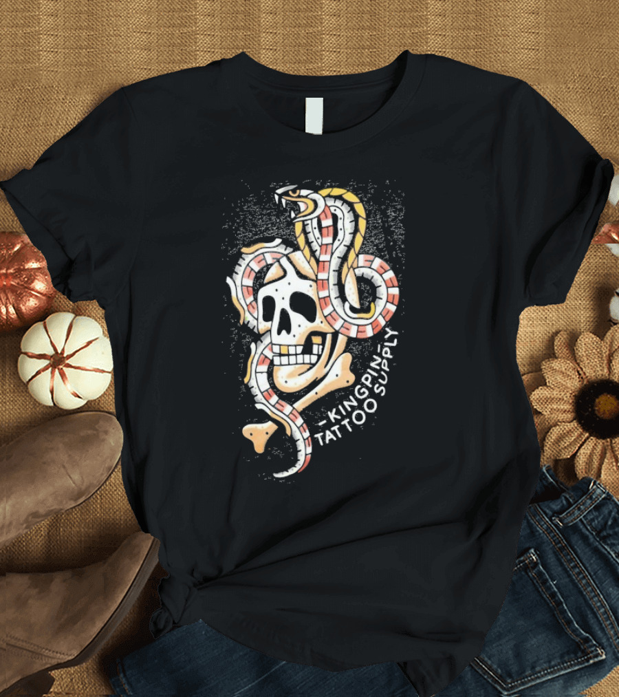 Kingpin Tattoo Supply Year Of The Snake Skull Vintage Style Graphic T-Shirt
