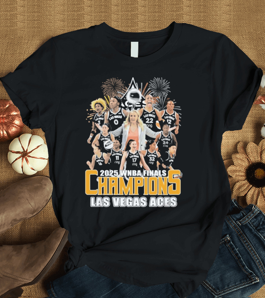 2025 WNBA Finals Champions Las Vegas Aces Team Celebration T-Shirt