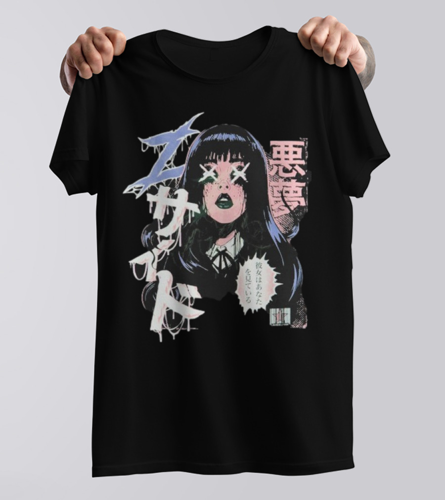 Laurenzside Spooky Japanese Horror Manga Style T-Shirt
