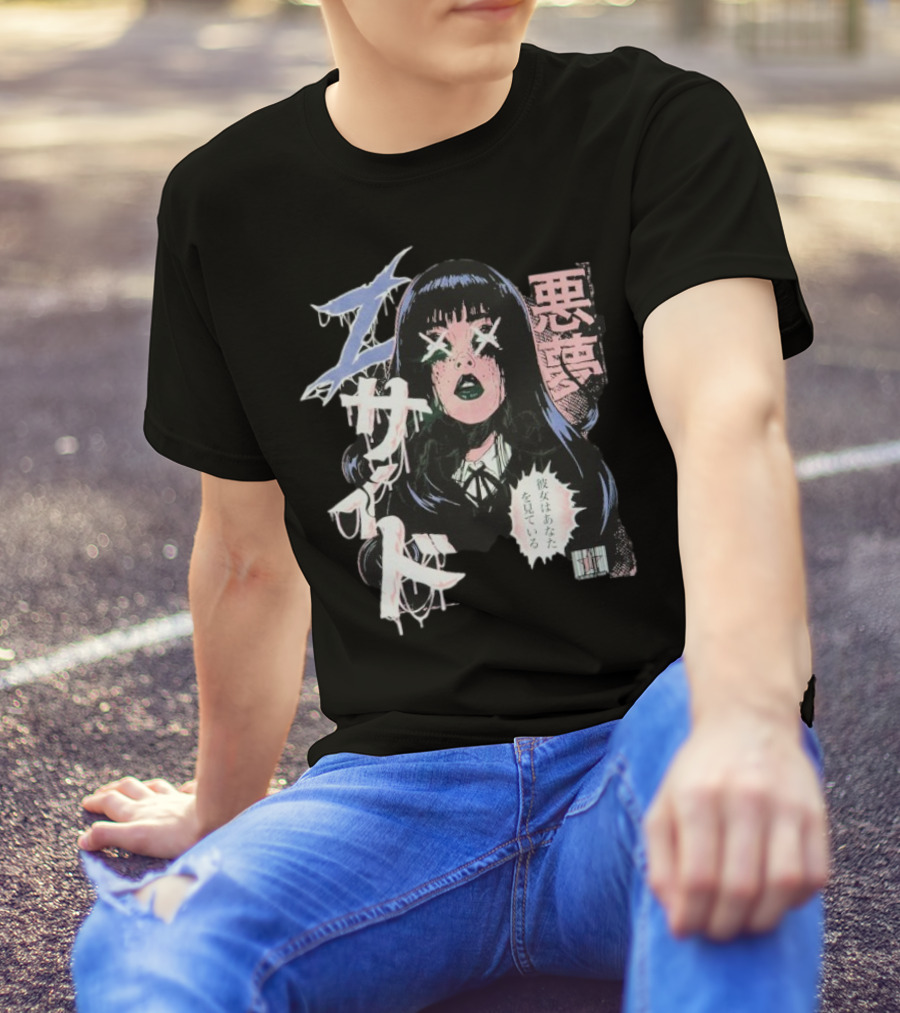 Laurenzside Spooky Japanese Horror Manga Style T-Shirt