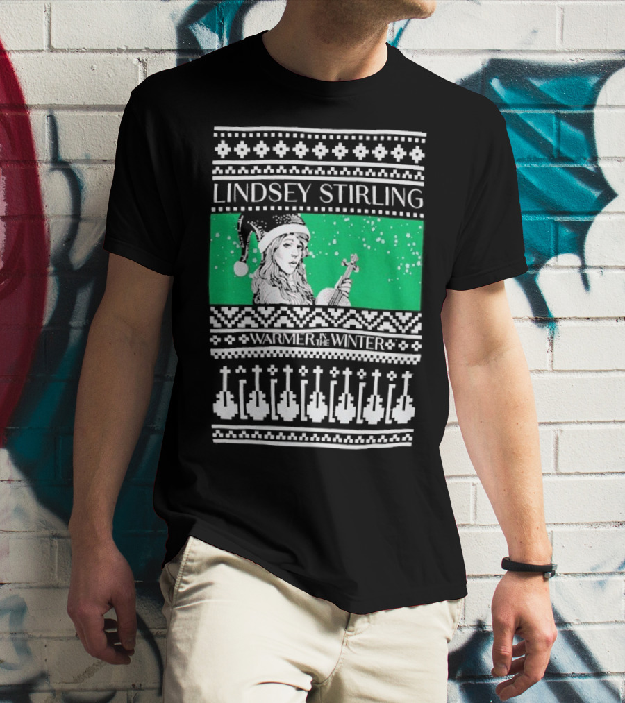 Lindsey Stirling Warmer In The Winter 8 Bit Ugly Holiday Xmas Christmas Santa Violin T-Shirt