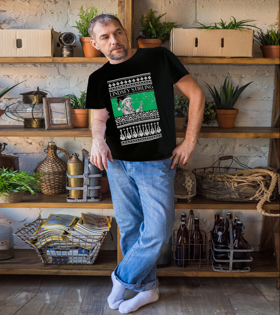 Lindsey Stirling Warmer In The Winter 8 Bit Ugly Holiday Xmas Christmas Santa Violin T-Shirt