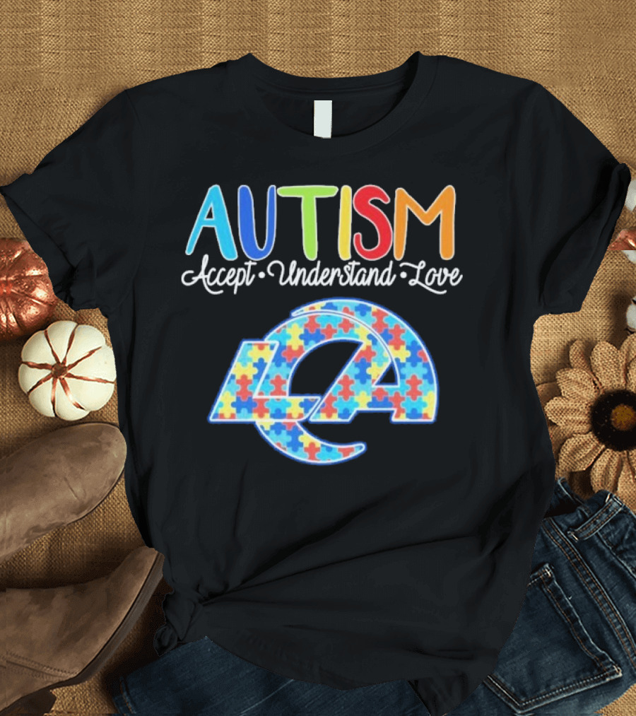Los Angeles Rams Autism Accept Understand Love Puzzle Rams T-Shirt