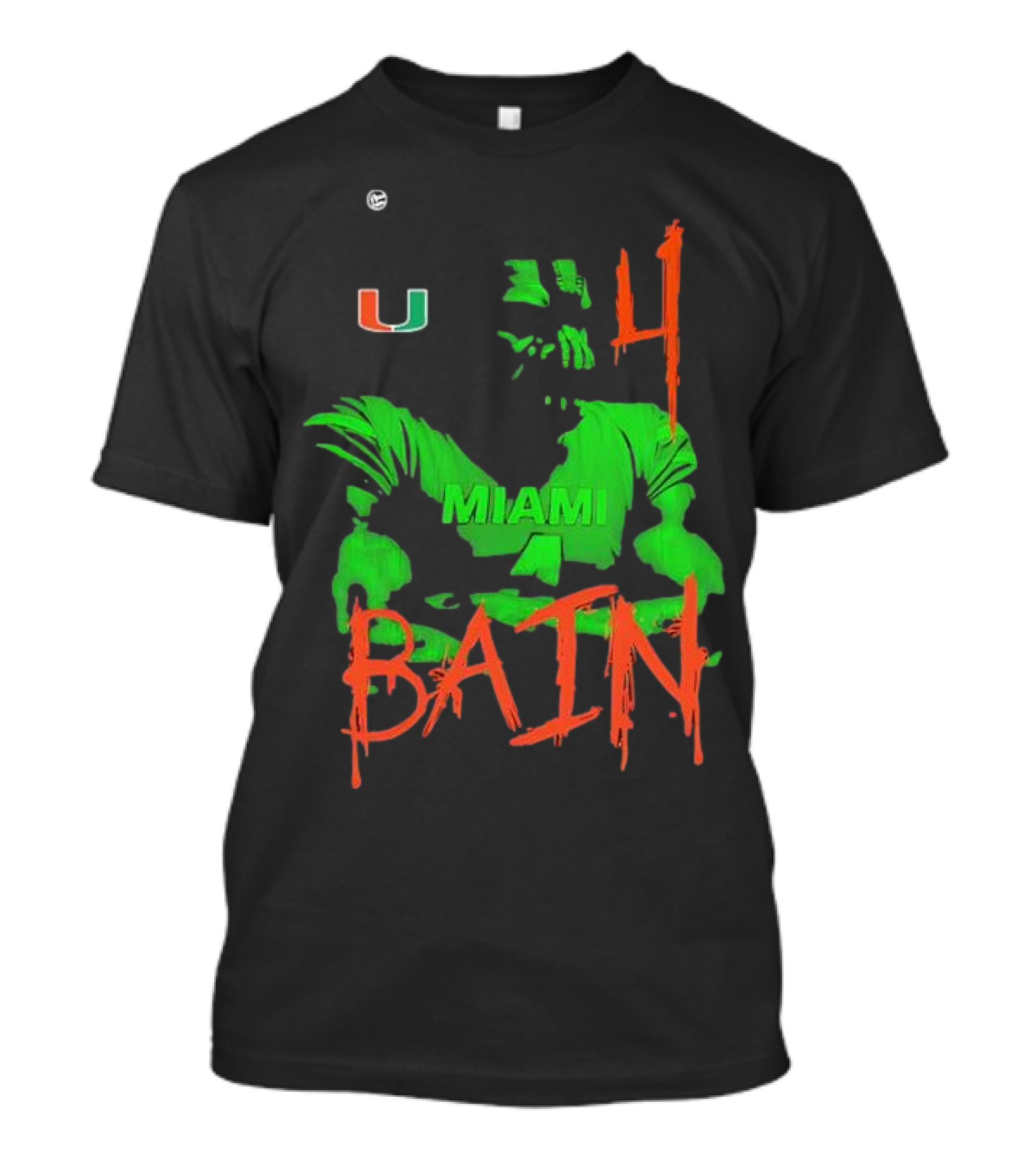 Miami Hurricanes Bain Player U 4 Green-Orange Heroes T-Shirt