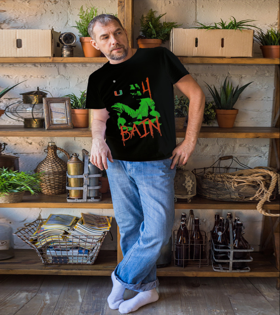 Miami Hurricanes Bain Player U 4 Green-Orange Heroes T-Shirt