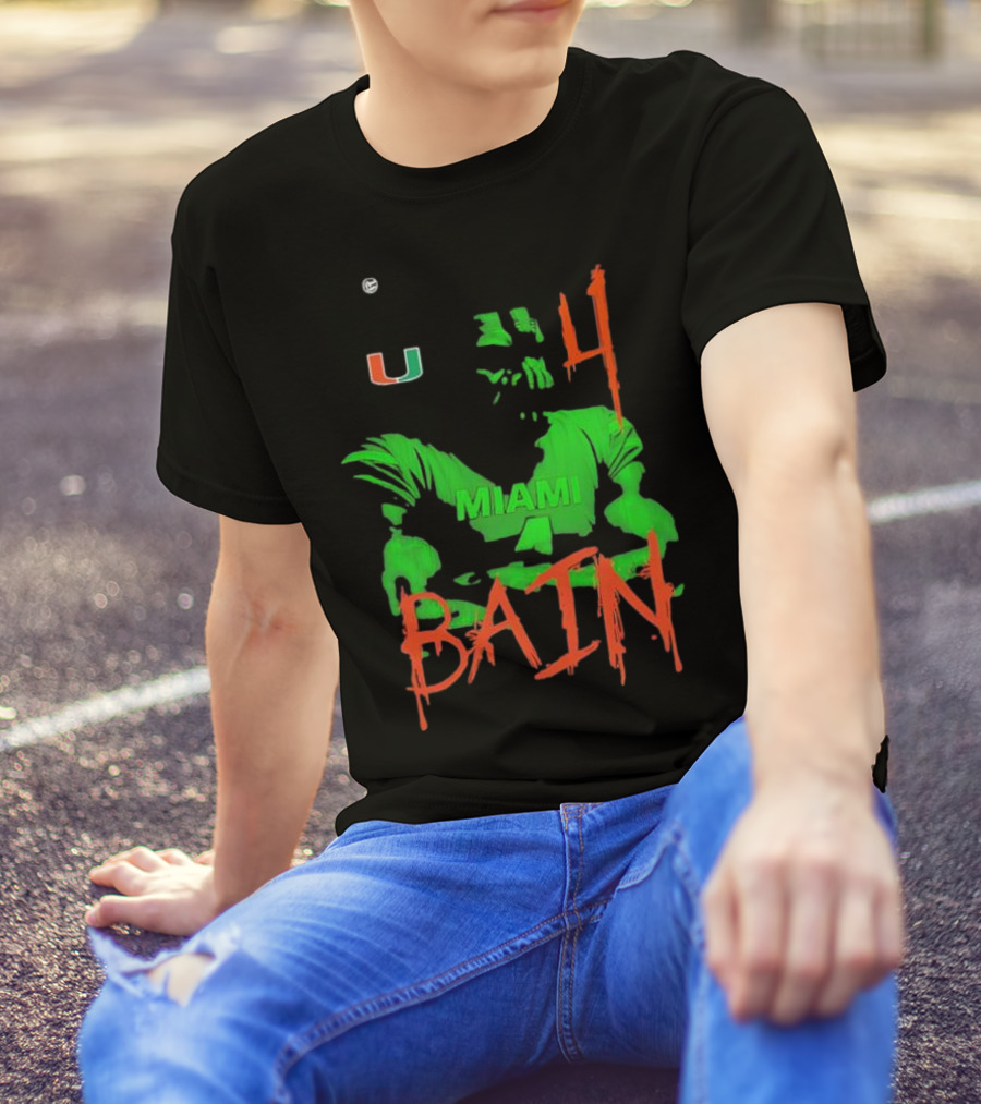 Miami Hurricanes Bain Player U 4 Green-Orange Heroes T-Shirt