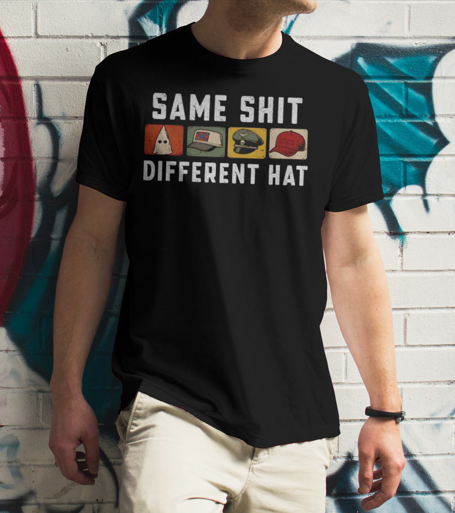 Same Shit Different Hat Ku Klux Klan Confederate Waffen MAGA Satire T-Shirt