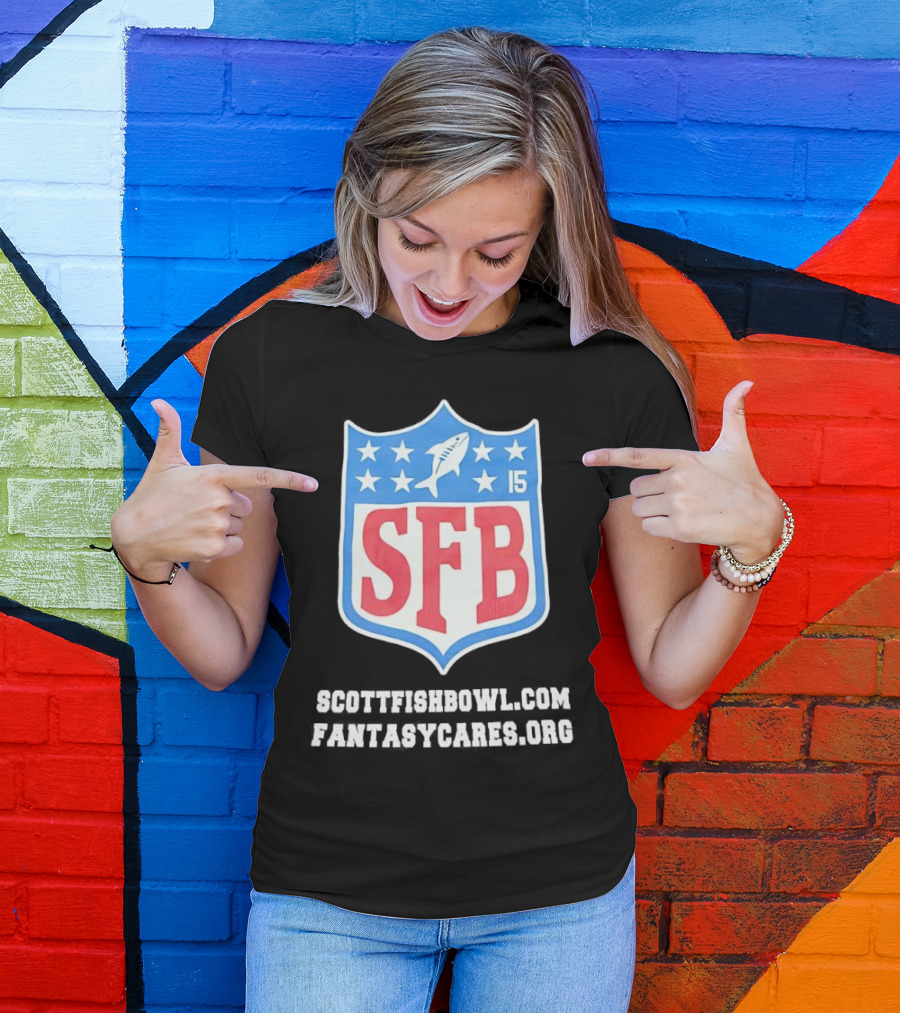 Scott Fish Bowl 15 SFB FantasyCares NFL Shield T-Shirt
