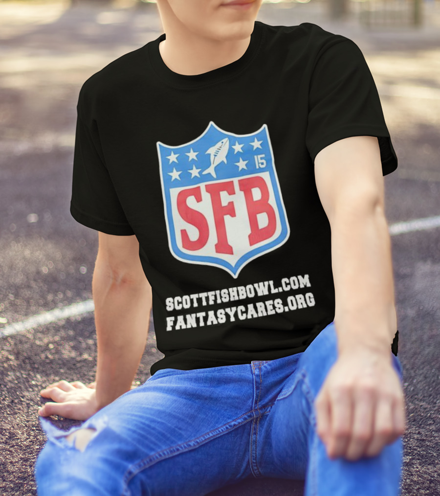 Scott Fish Bowl 15 SFB FantasyCares NFL Shield T-Shirt